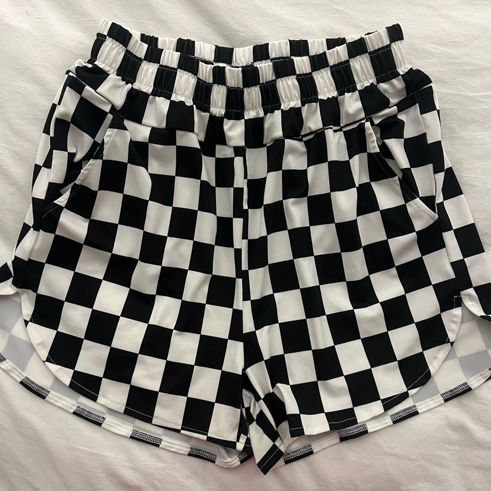 Checkered Black and White Women's Shorts